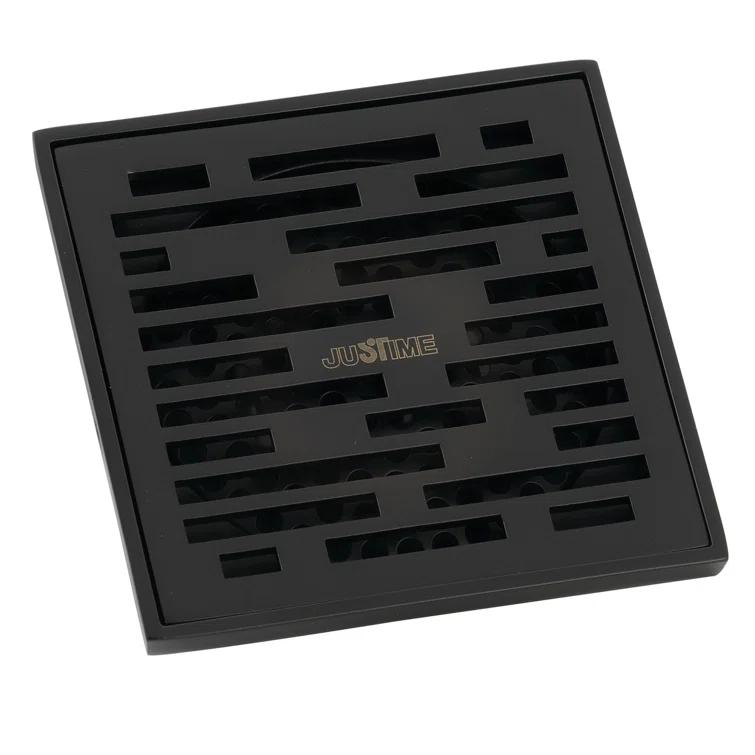 Kingston Brass Watercourse 4-Inch Square Grid Shower Drain with Hair Catcher