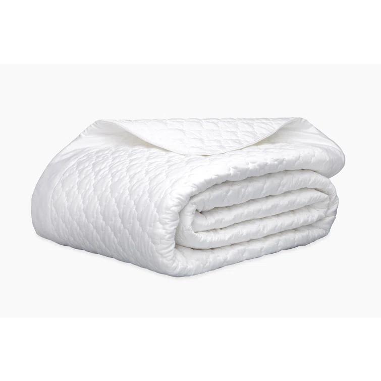 Full White Cotton Sateen Embroidered Quilt