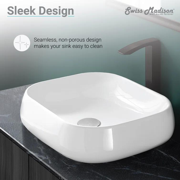 Swiss Madison SM-VS273 Château 18 Square Ceramic Vessel Sink
