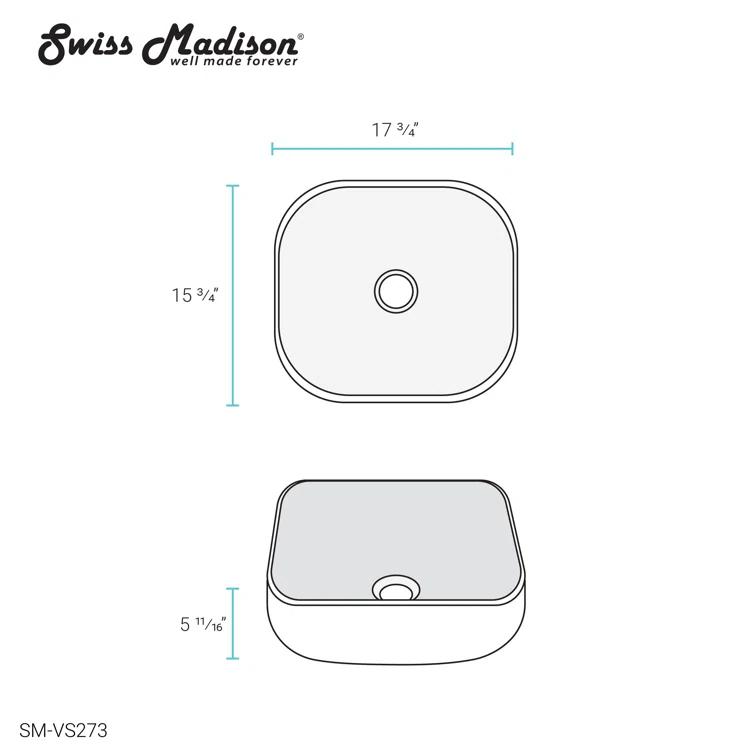 Swiss Madison SM-VS273 Château 18 Square Ceramic Vessel Sink
