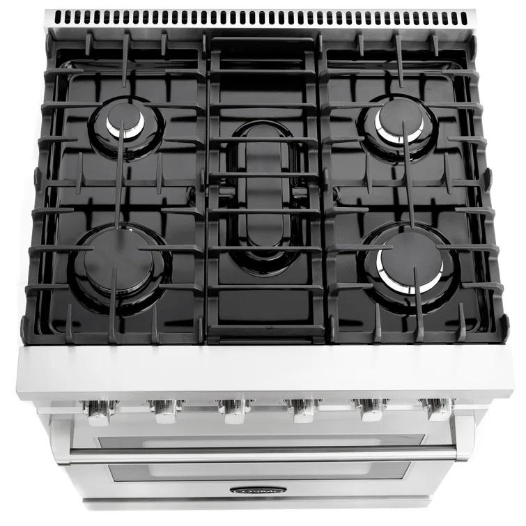 Cosmo 30 in. Haven Collection 4.5 cu. ft. Gas Range with 5 Sealed Burners, Convection Oven, Knob LED Lights, Stainless Steel