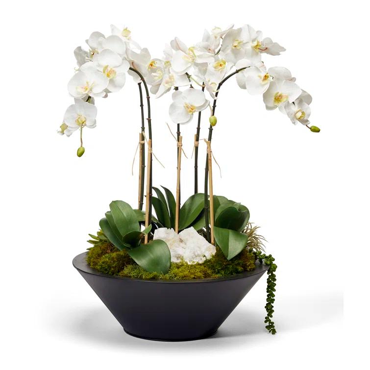 Faux Silk Orchid Arrangement in Planter