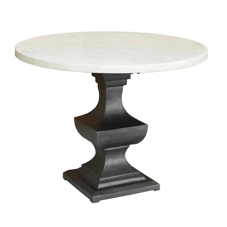 Haviland Round Marble Top Metal Base Dining Table