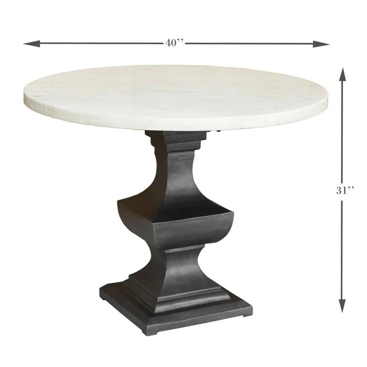 Haviland Round Marble Top Metal Base Dining Table