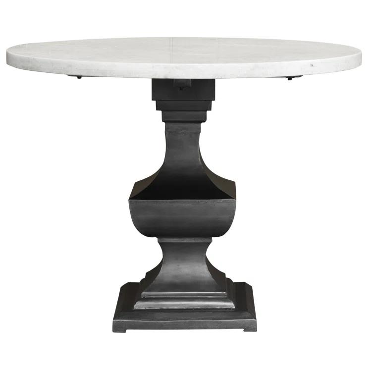 Haviland Round Marble Top Metal Base Dining Table