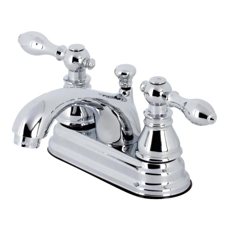 Kingston Brass Kingston Brass American Classic Two-Handle 3-Hole Deck Mount 4" Centerset Bathroom Faucet with Plastic Pop-Up KB2602ACL