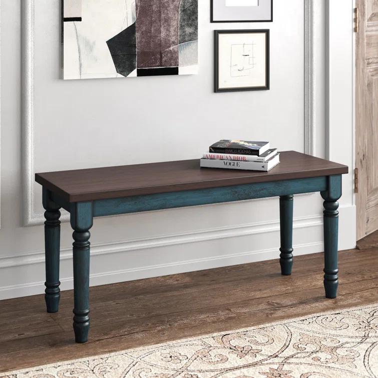 Willow 40" Two Tone Solid Wood Farmhouse Dining Bench