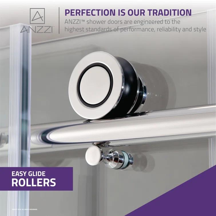 Madam Series 48" W x 76" H Single Sliding Semi-Frameless Shower Door