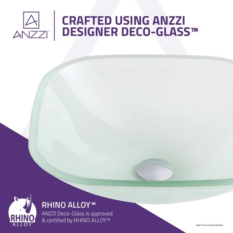 ANZZI LS-AZ8125 ANZZI Victor 16.5'' Matte Clear Tempered Glass Square Bathroom Sink