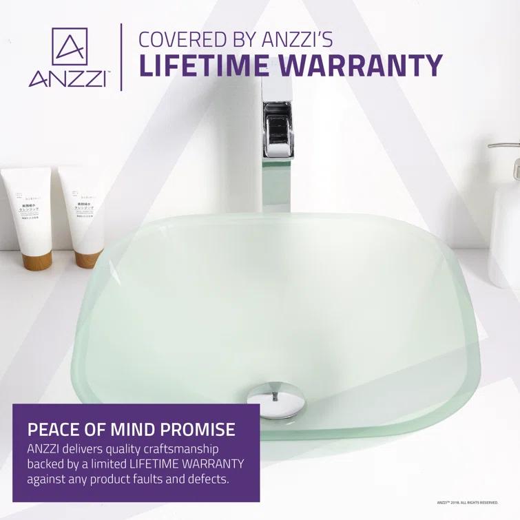 ANZZI LS-AZ8125 ANZZI Victor 16.5'' Matte Clear Tempered Glass Square Bathroom Sink
