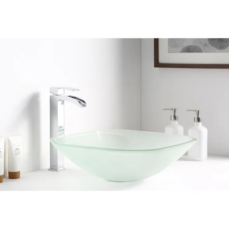 ANZZI LS-AZ8125 ANZZI Victor 16.5'' Matte Clear Tempered Glass Square Bathroom Sink