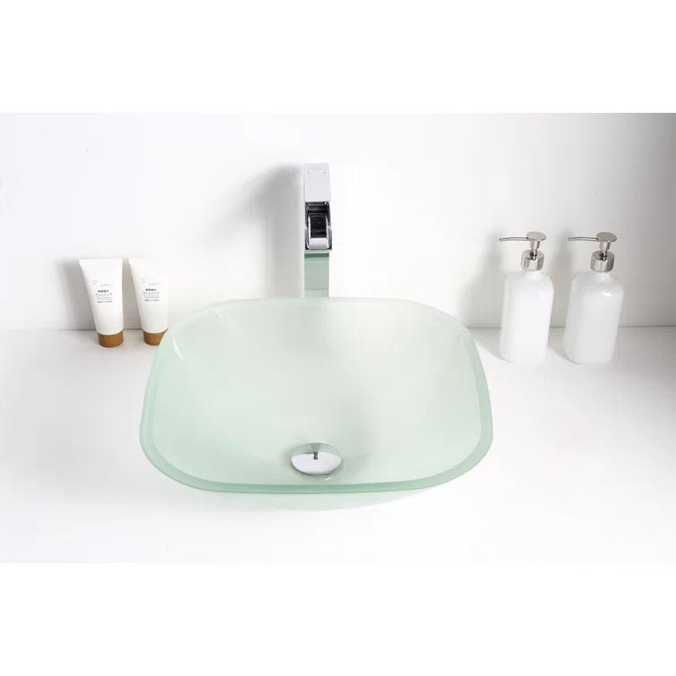 ANZZI LS-AZ8125 ANZZI Victor 16.5'' Matte Clear Tempered Glass Square Bathroom Sink
