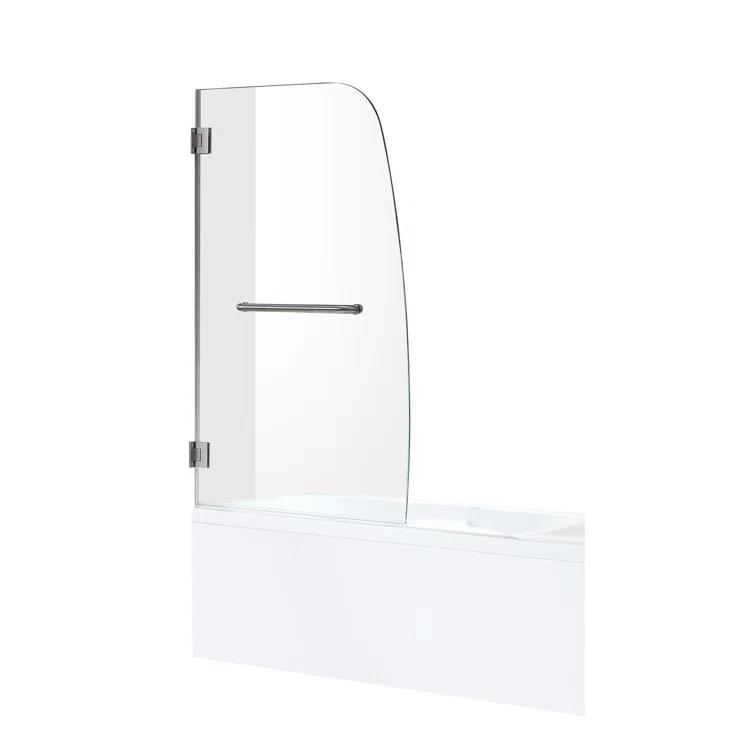 Vensea 31.5" W x 58" H Hinged Frameless Tub Door with Tsunami Guard