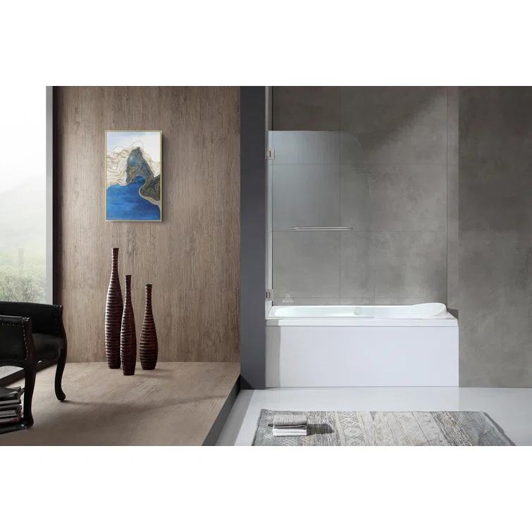 Vensea 31.5" W x 58" H Hinged Frameless Tub Door with Tsunami Guard