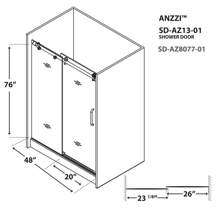 Madam Series 48" W x 76" H Single Sliding Semi-Frameless Shower Door