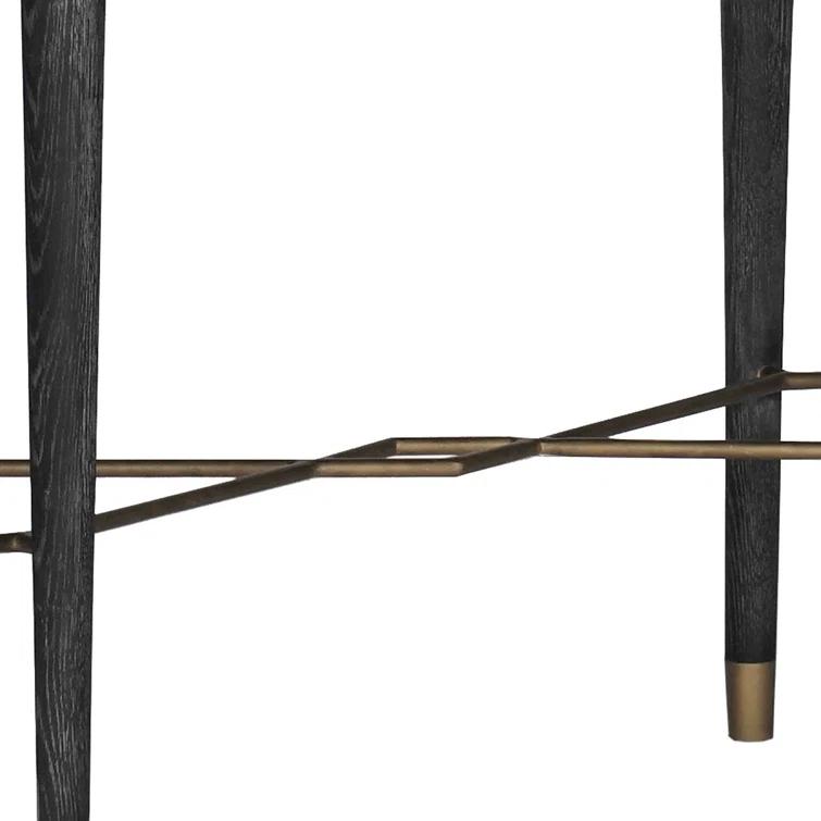 Fiona 64.5'' Black Cerused Oak and Brass Modern Console Table