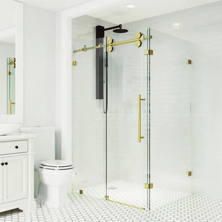 Winslow 46" W x 34" D x 74" H Sliding Frameless Shower Enclosure with 3/8Clear Glass