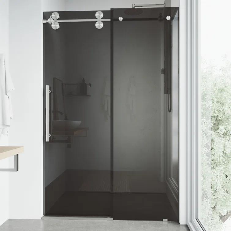 Elan 56-60" W x 74" H Sliding Frameless Shower Door with 3/8" Tinted Glass
