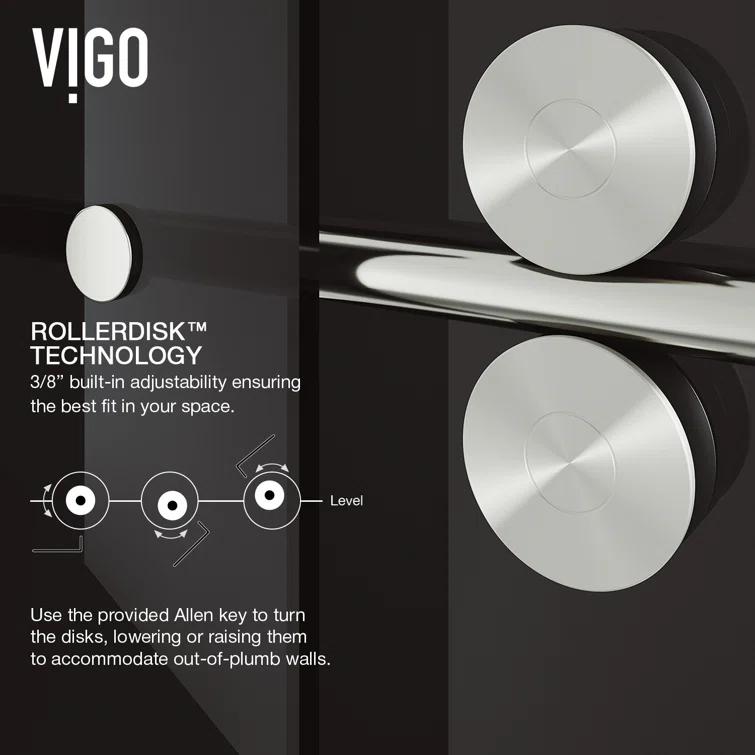 Elan 68-72" W x 74" H Sliding Frameless Shower Door with 3/8" Tinted Glass