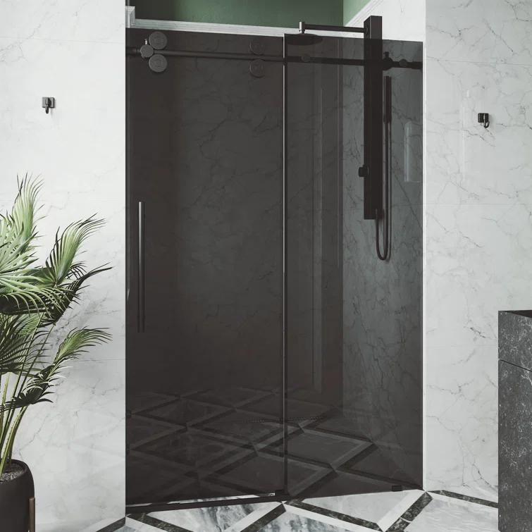Elan 68-72" W x 74" H Sliding Frameless Shower Door with 3/8" Tinted Glass