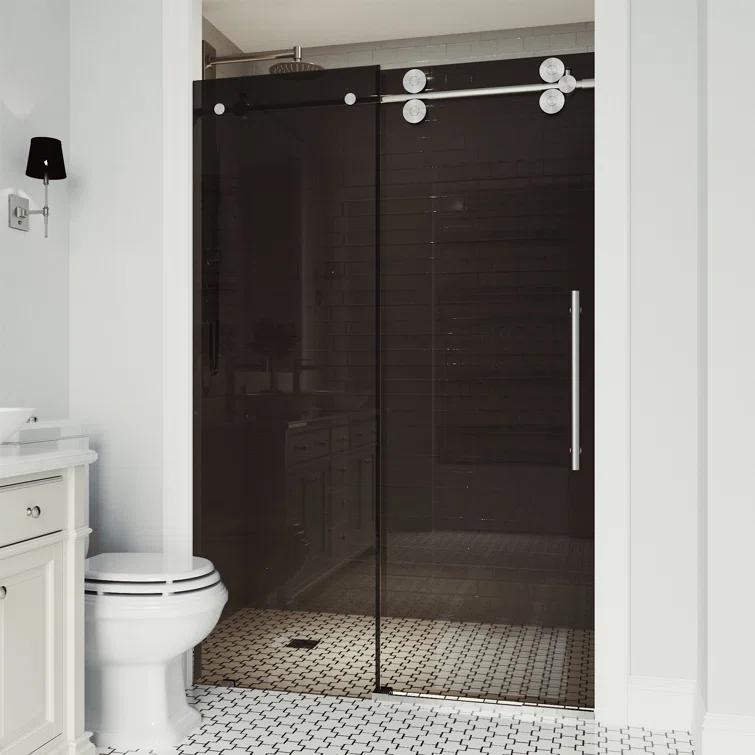 Elan 68-72" W x 74" H Sliding Frameless Shower Door with 3/8" Tinted Glass