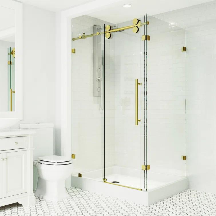 VIGO Winslow 48" W x 36" D x 80" H Sliding Frameless Shower Enclosure with 3/8  Clear Glass&Base VG6051MGCL48WL