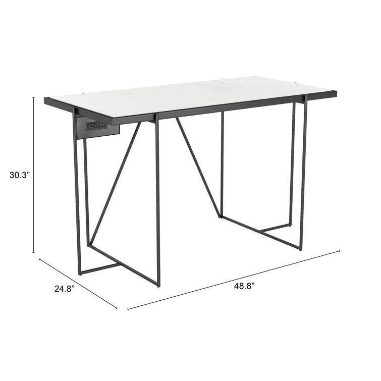 Winslett 49" Contemporary Home Office Desk with Power Outlets - Black & White