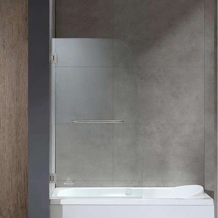 Vensea 31.5" W x 58" H Hinged Frameless Tub Door with Tsunami Guard