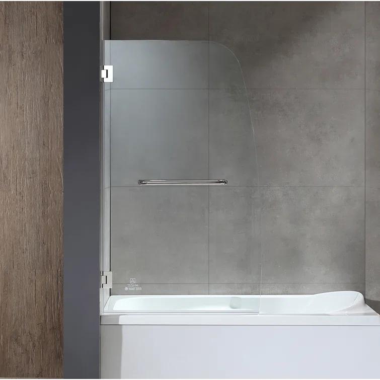Vensea 31.5" W x 58" H Hinged Frameless Tub Door with Tsunami Guard