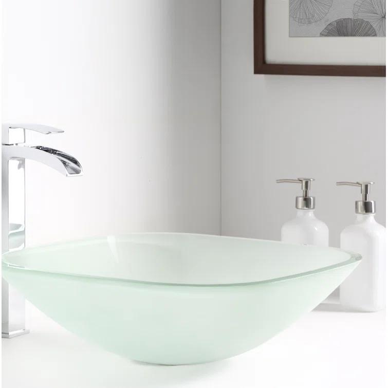 ANZZI LS-AZ8125 ANZZI Victor 16.5'' Matte Clear Tempered Glass Square Bathroom Sink
