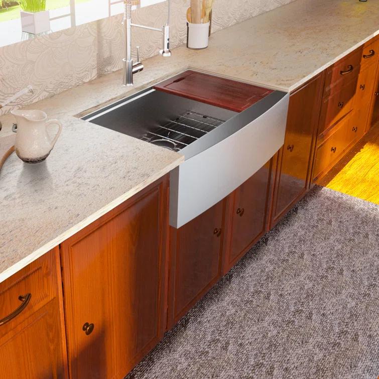 36 Farmhouse Sink Stainless Steel Kitchen Sink Apron Front Ledge Workstation Single Bowl Farm Sink