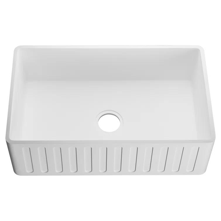 ANZZI Roine Series 30'' L Farmhouse / Apron Single Bowl Solid Surface Kitchen Sink K-AZ225-1A