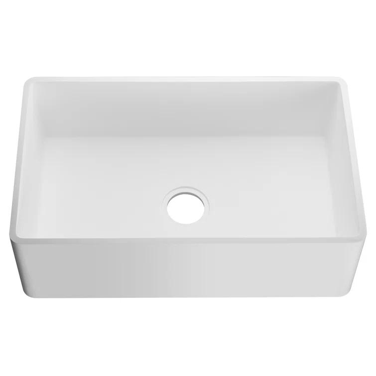 ANZZI Roine Series 30'' L Farmhouse / Apron Single Bowl Solid Surface Kitchen Sink K-AZ225-1A
