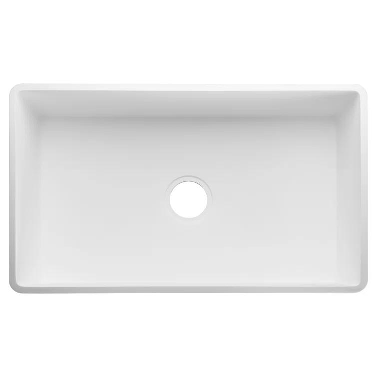 ANZZI Roine Series 30'' L Farmhouse / Apron Single Bowl Solid Surface Kitchen Sink K-AZ225-1A