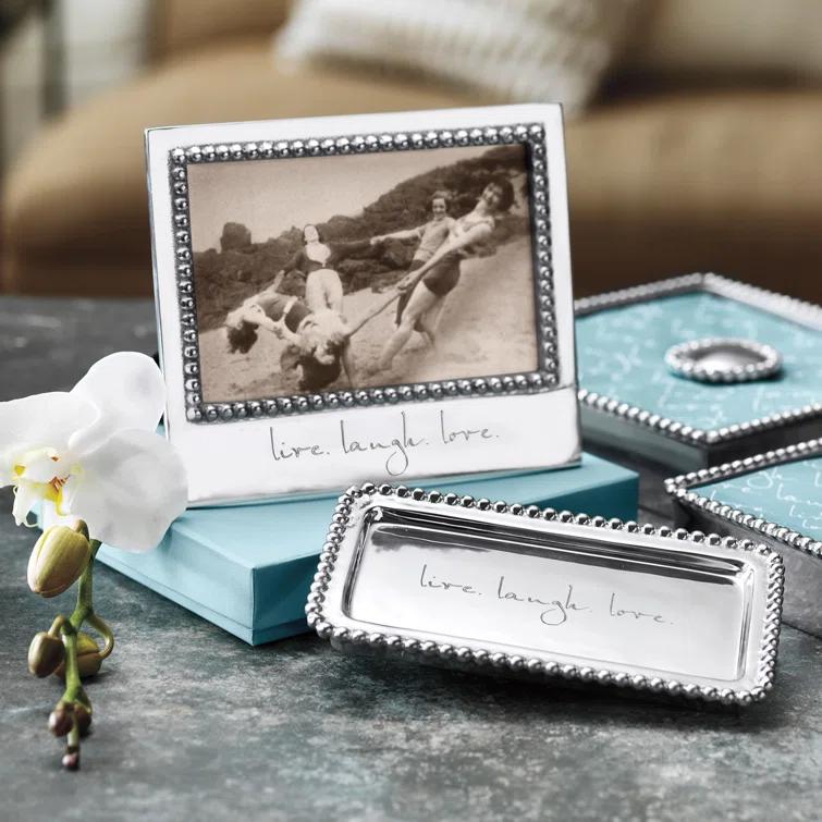 Mariposa Beaded Silver Metal Beaded Picture Frame