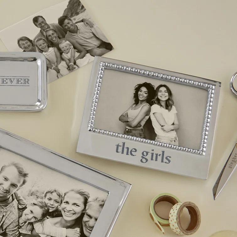 Mariposa Beaded Silver Metal Beaded Picture Frame