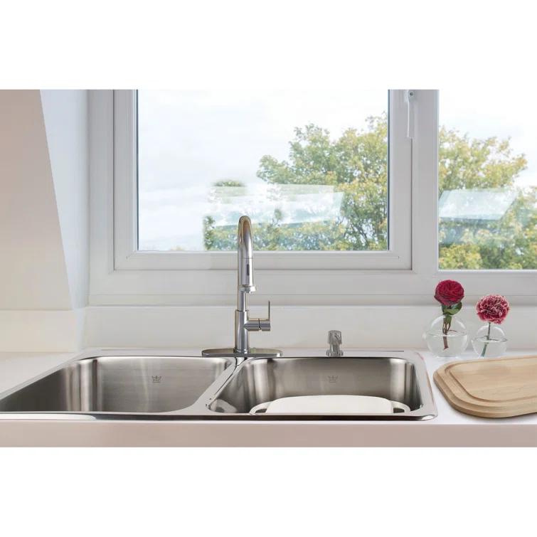 31.25'' L Drop-In Double Bowl Stainless Steel Kitchen Sink