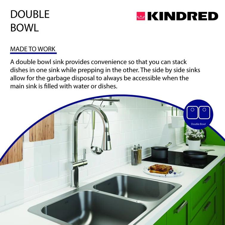 31.25'' L Drop-In Double Bowl Stainless Steel Kitchen Sink