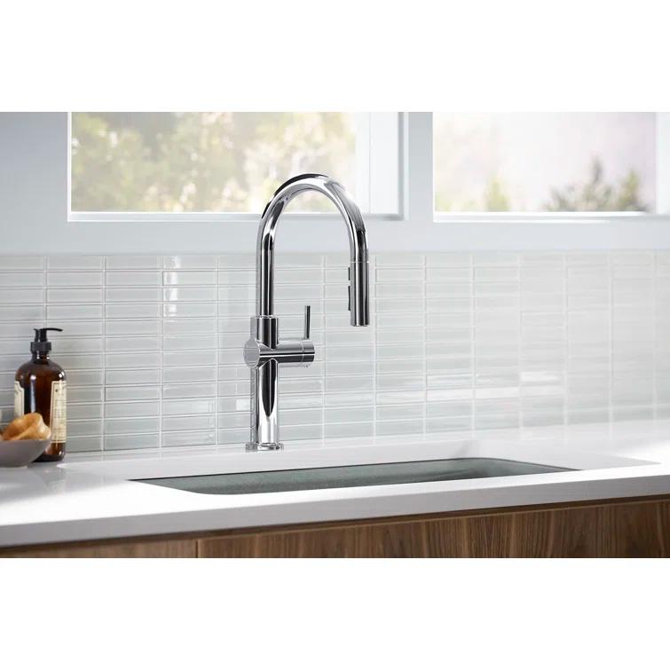 Kohler Crue Single Handle Pull Down Kitchen Faucet with Three-Function Pull Down Sprayer