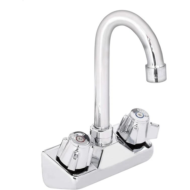 1/2" Gooseneck Spout Wall Mount Touch Kitchen Faucet with Dual Knob Handles