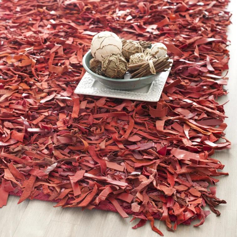 Schaefer Handwoven Leather Solid Color Rug
