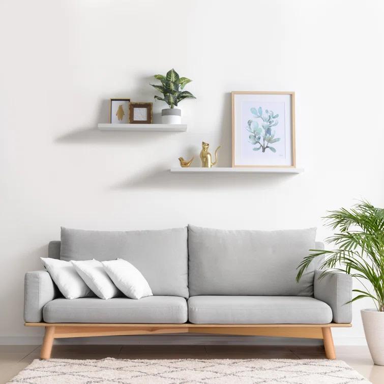 Delta Cycle Slim Floating Wall Shelves, Set of 2, 24’ x 8’ x 1’, White