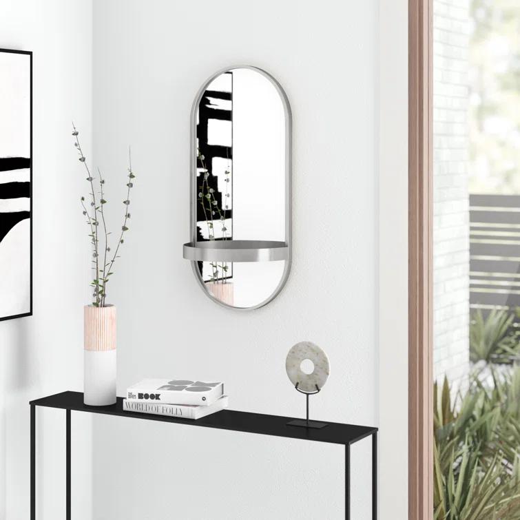 Lumi Metal Flat Mirror with Shelves