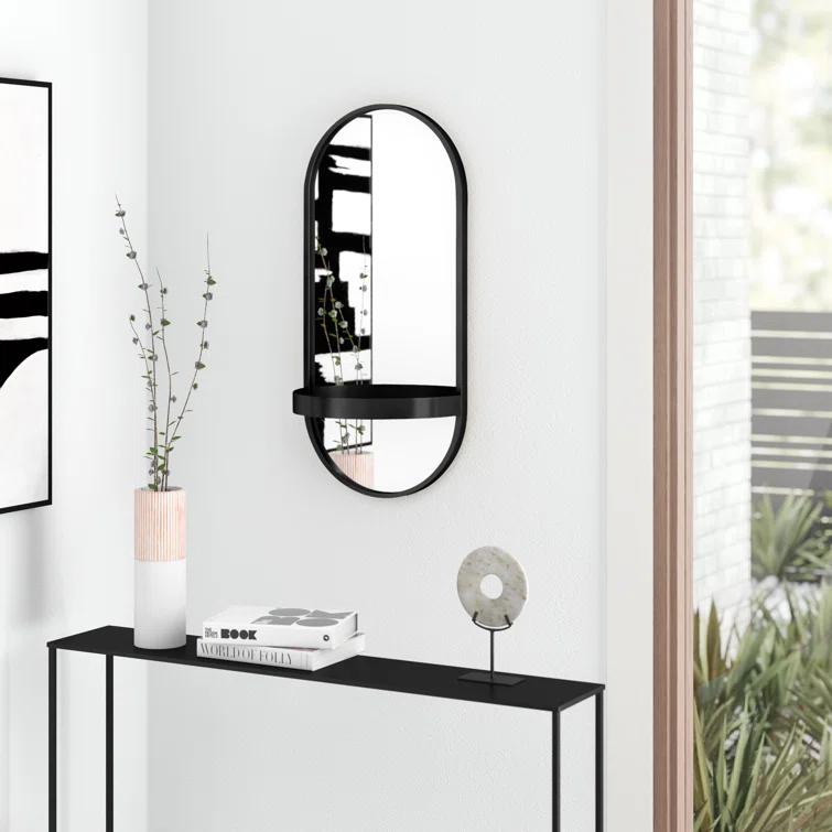 Lumi Metal Flat Mirror with Shelves