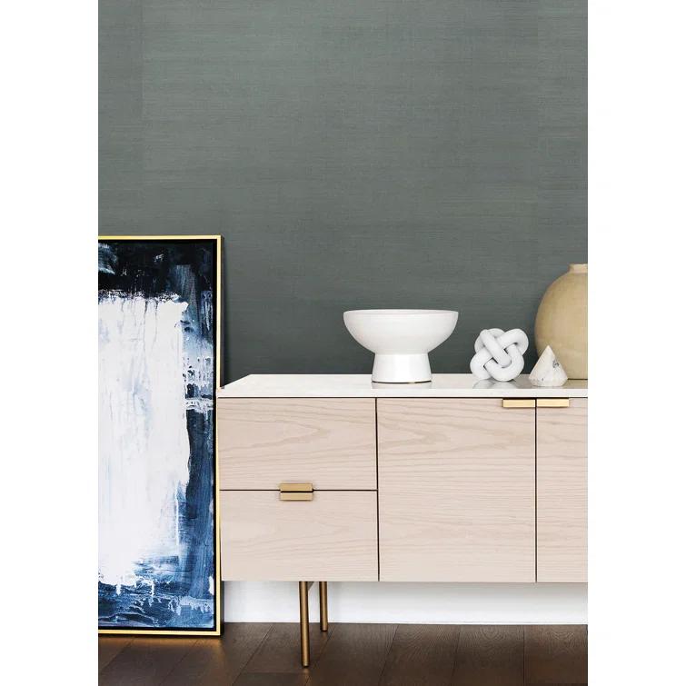 Kenneth James 2732-80014 Zhejiang Grasscloth Wallpaper Aquamarine