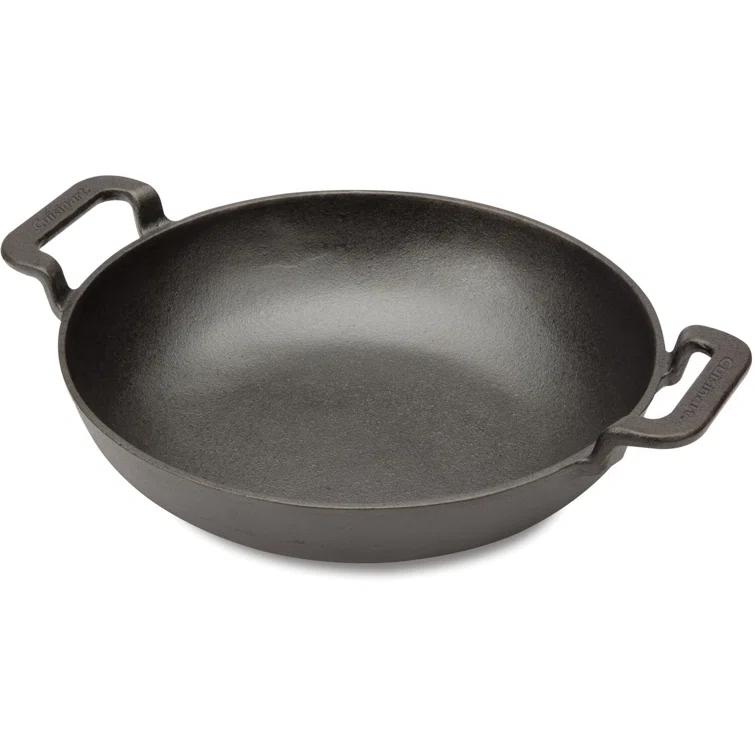 10" Black Non-Stick Cast Iron Wok with Handles