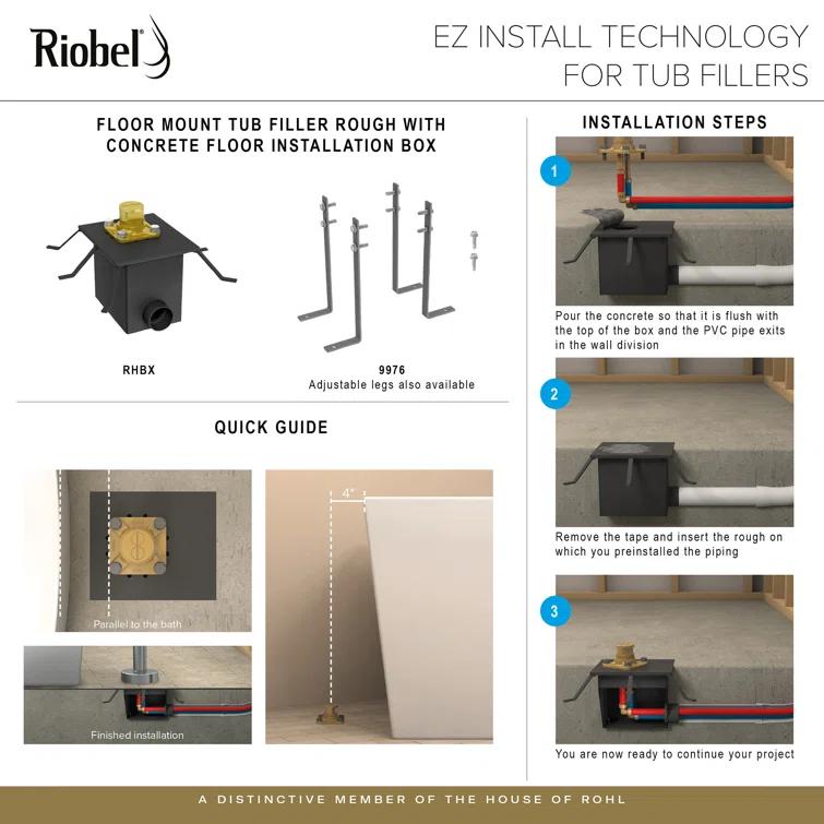 Riobel Floor Mount Tub Filler Rough-in Valve With Installation Box