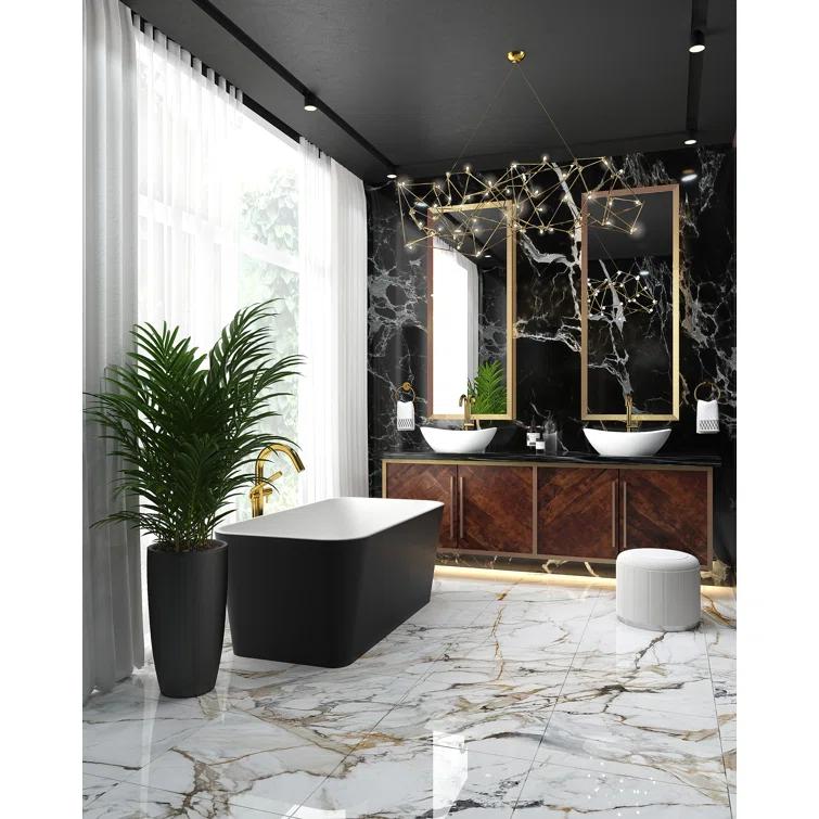 Riobel TRU39BK Riu Thermostatic Single Hole Floor Mount Tub Filler Trim