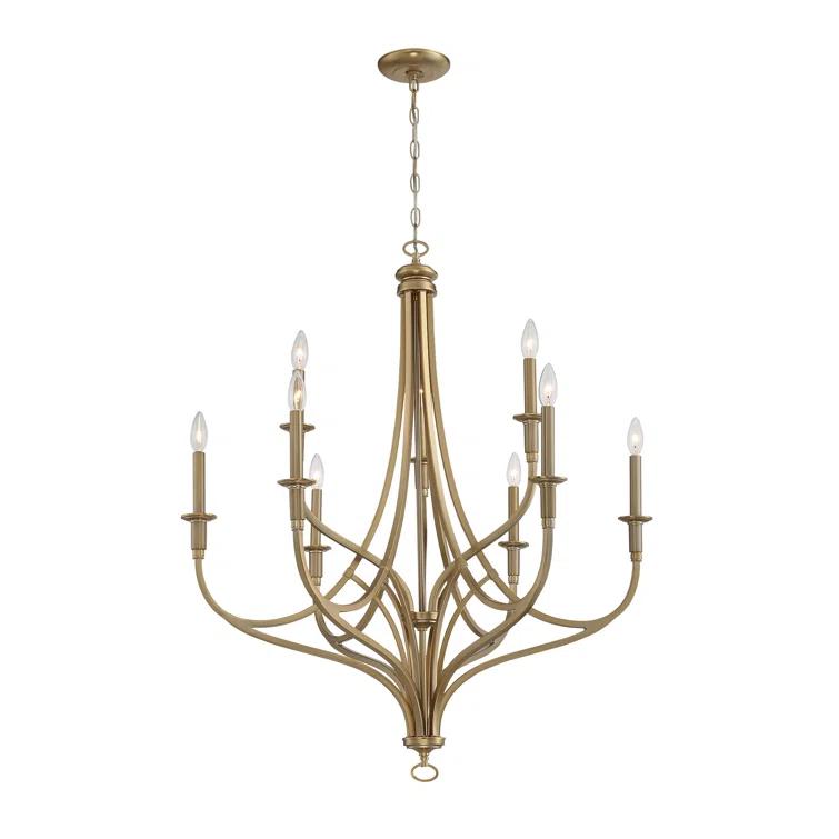 Minka Lavery Brushed Honey Gold Chandelier 34" Wide Modern 9-Light Fixture for Dining Room House Foyer Kitchen Entryway Bedroom