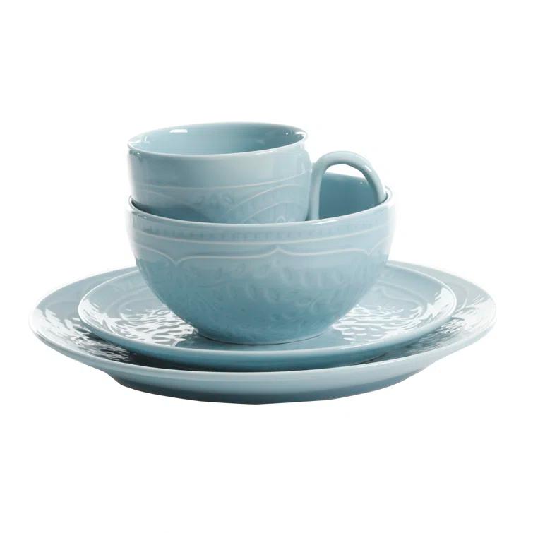 Gibson Elite Alemany 16-Piece Dinnerware Set - Aqua